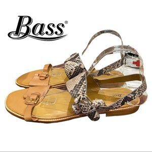 NEW Bass Monica LeatherTan Snake Toe Ring Thong Sandals 11 11M